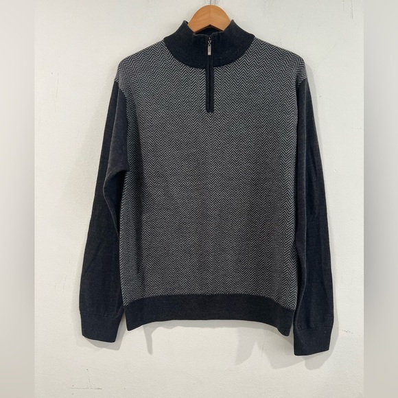 MARCO FIORY ITALY sweater 1/4 zip 100 Merino wool size  L - Picture 1 of 9